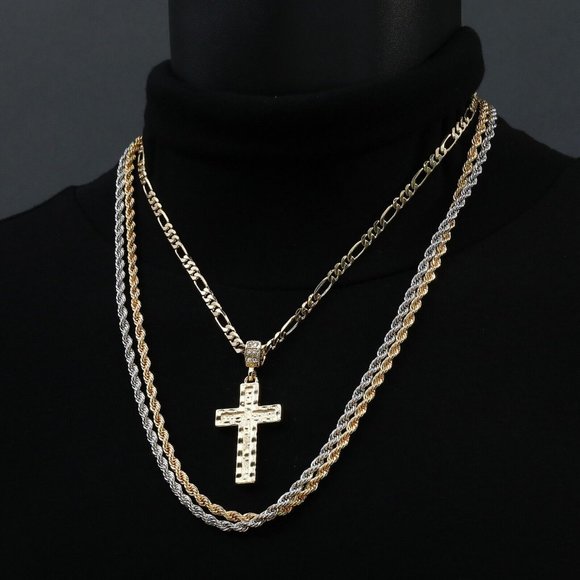 14k Cross Pedant 4 Pcs 18" 24" Necklace - Picture 1 of 5